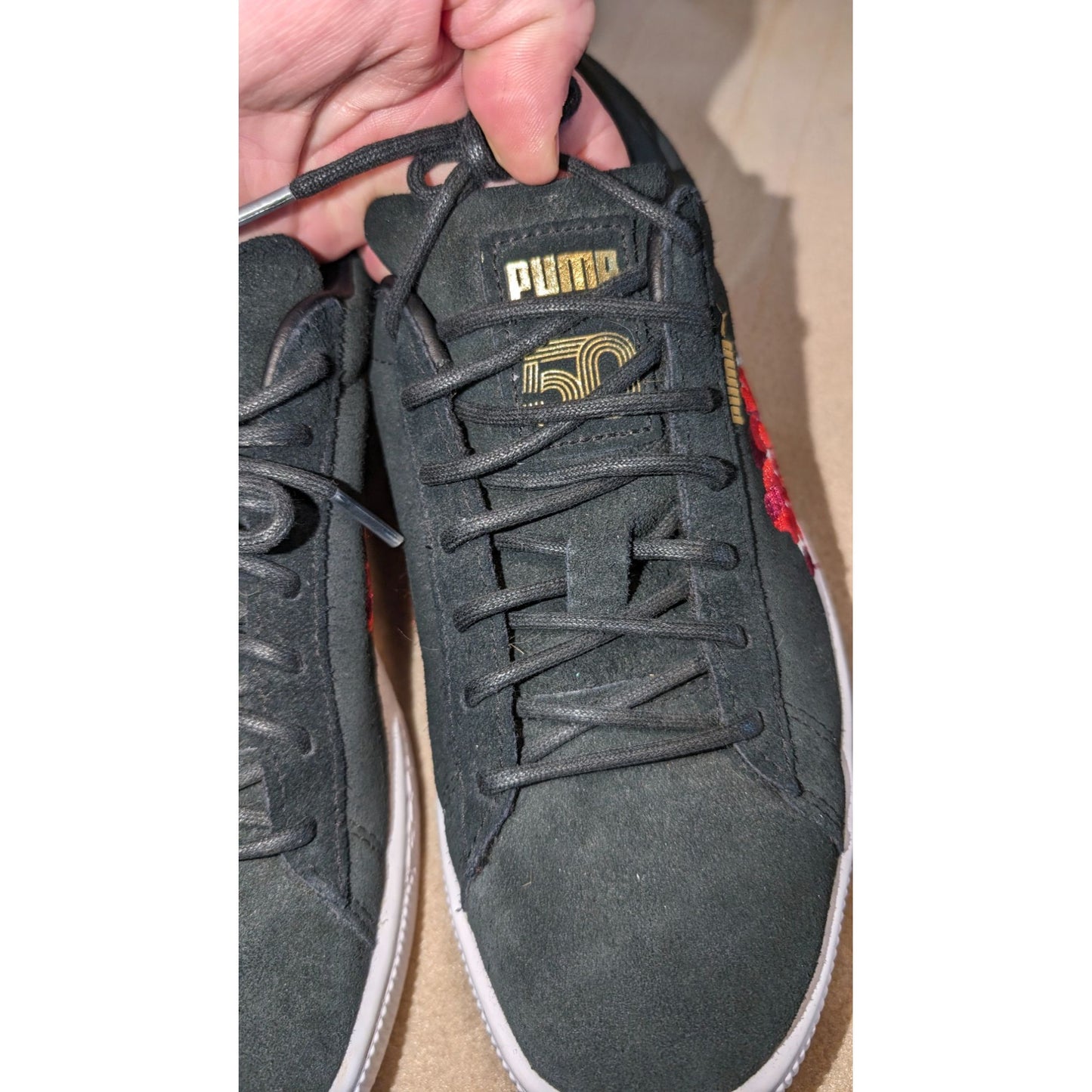 Puma 50th Anniversary Suede floral leather sneakers 7.5