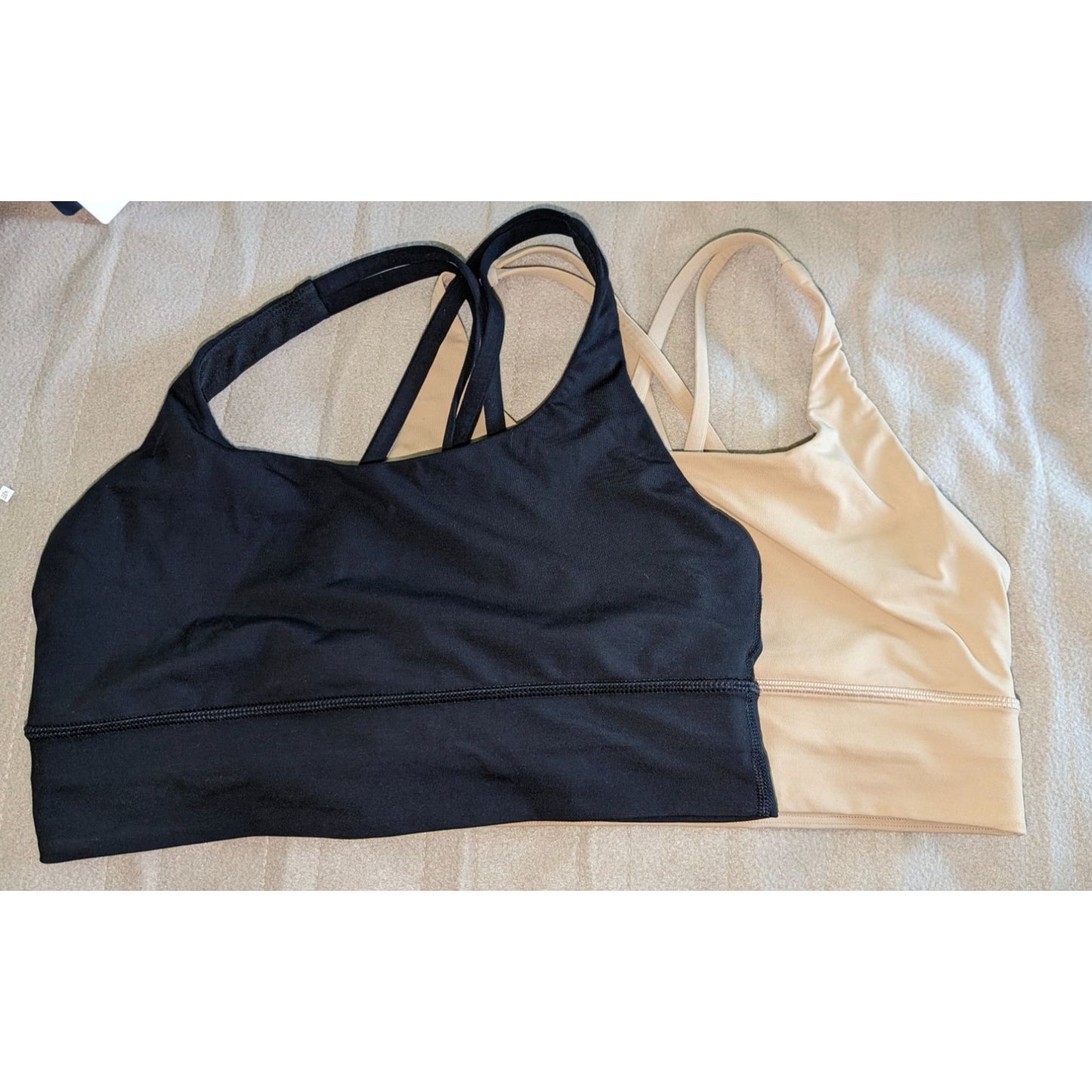 Lululemon Energy Longline Bras LOT OF 2 black & nude sz 8